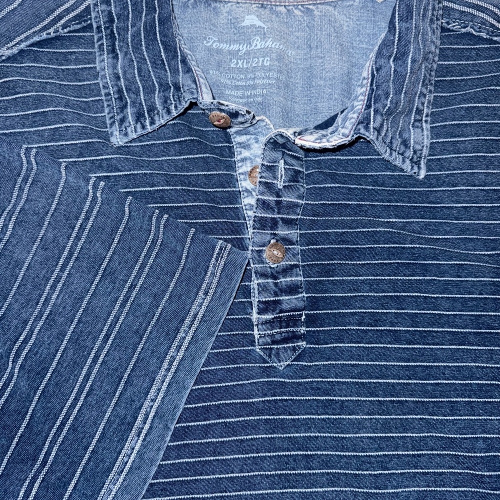 Tommy Bahama Navy and White Striped Shirt